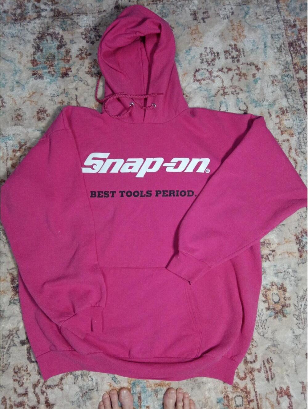 Pink Snap-on Tools Cotton Pullover Hoodie Featuring a front kangaroo Pocket Read
